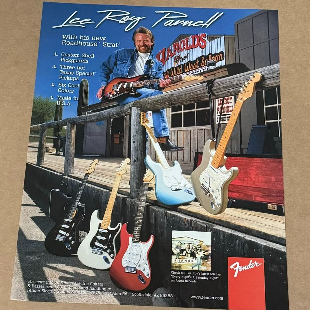 LEE ROY PARNELL - Fender Guitars - Roadhouse Strat - 1997 Print Advertisement